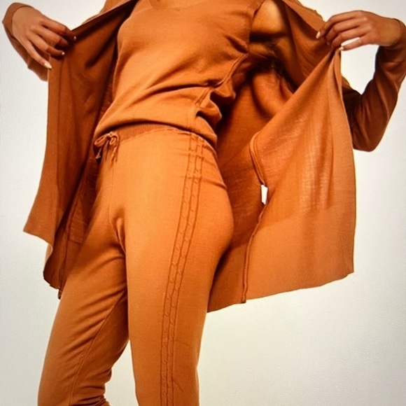 CCK Style Junior Brown Ribbed Wool- Blend  Open Cardigan Set , Size XL - Picture 1 of 7